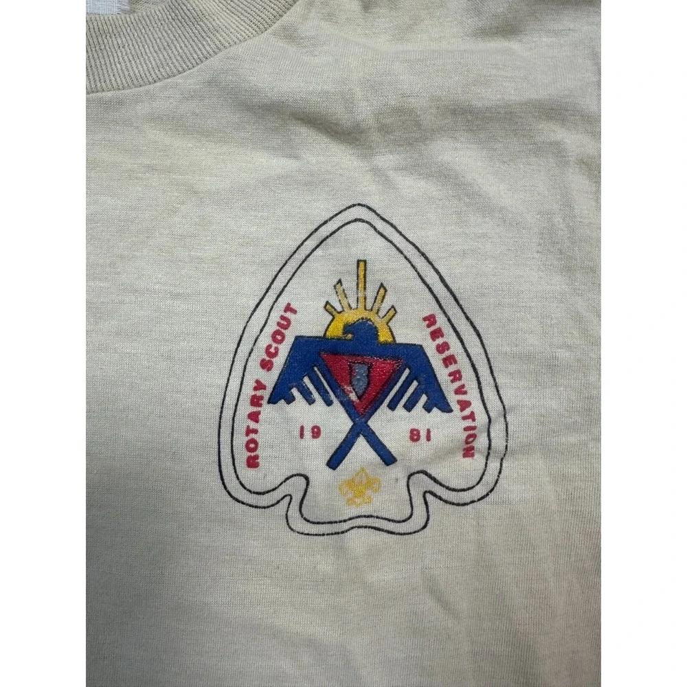 Vintage Rotary‎ Scout Short Sleeve T-Shirt Youth S Yellow Graphic Print Logo